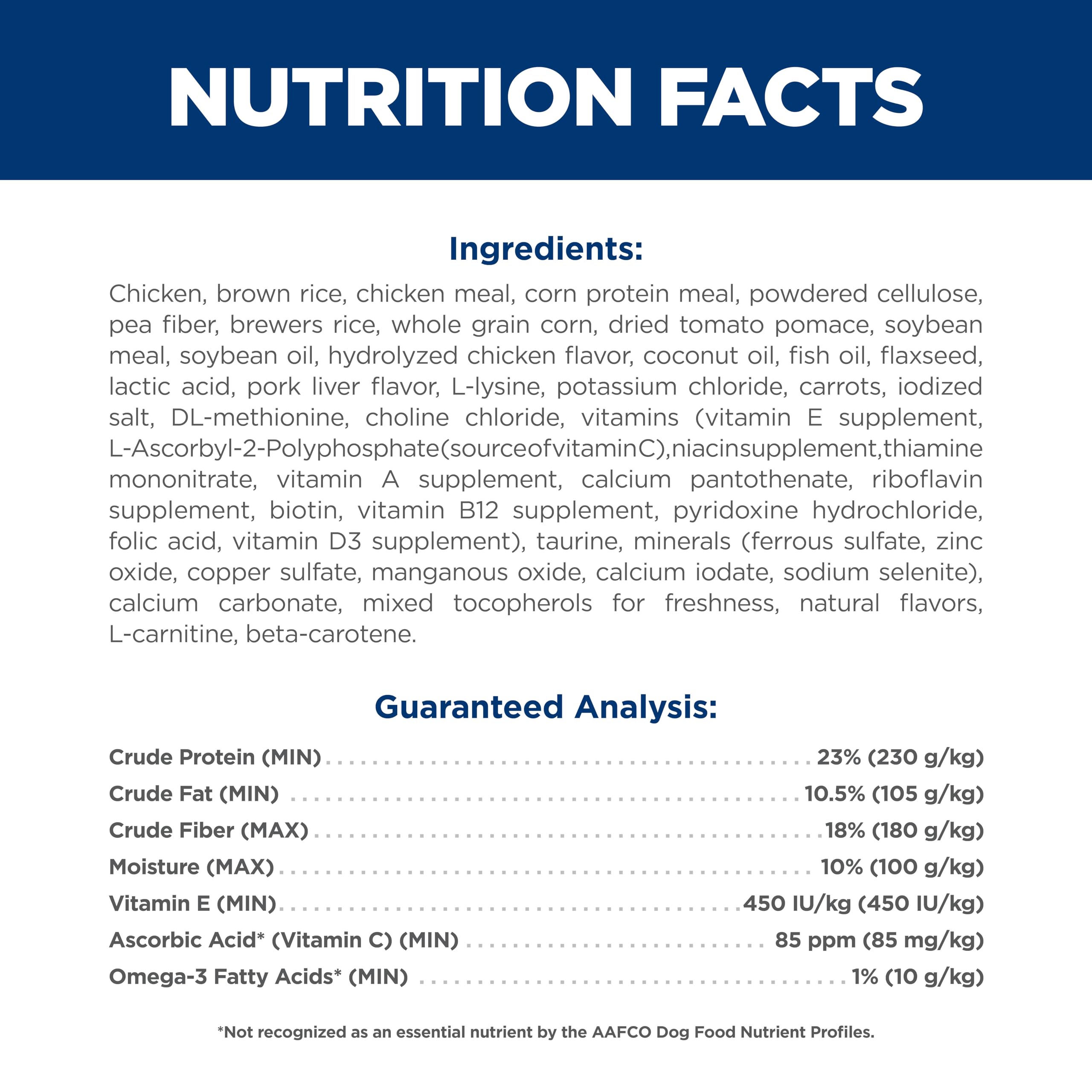 Hill's Science Diet Perfect Weight & Joint Support ingredientes clave visibles en etiqueta.