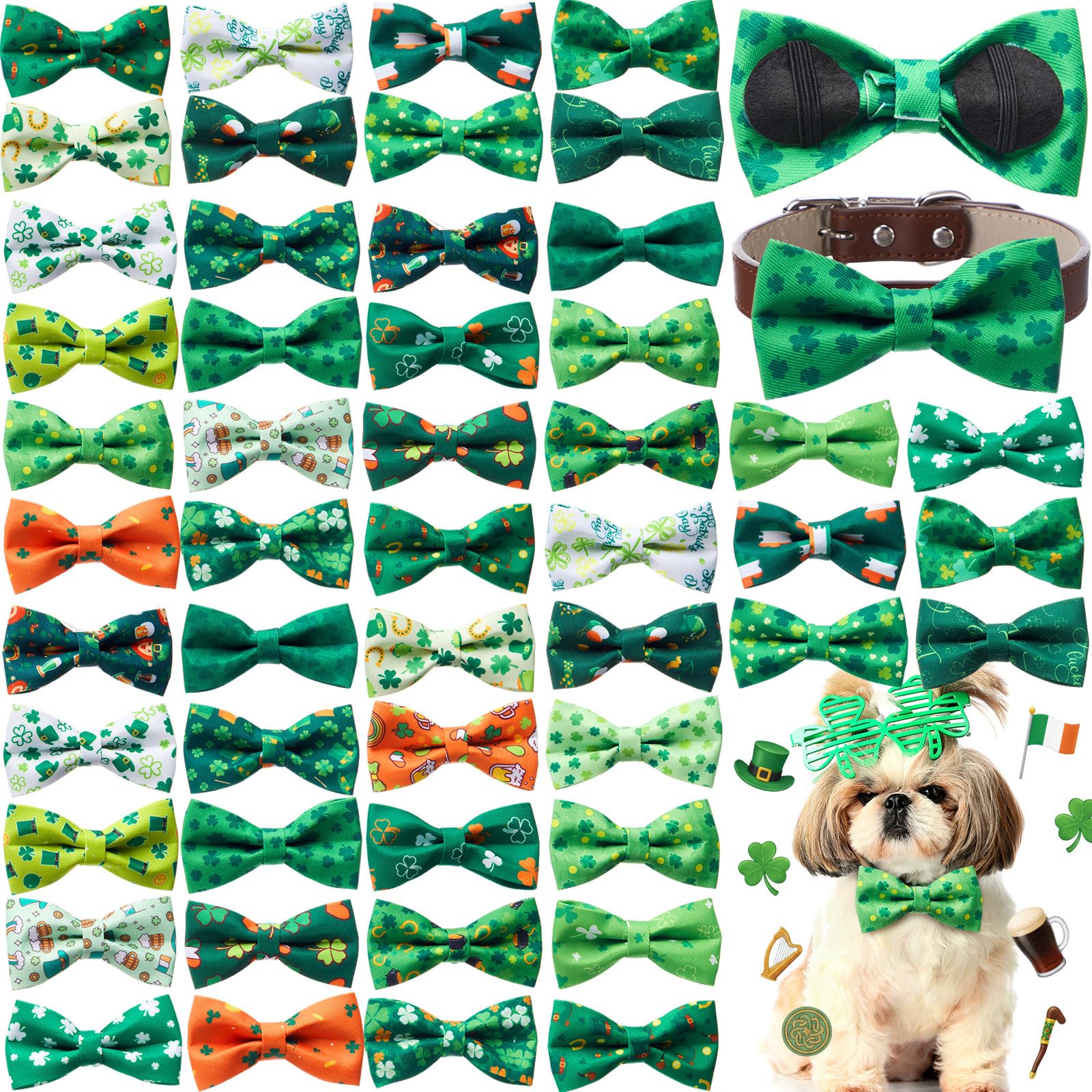 Hillban lazo para collar de perro con tréboles, ideal para fiestas de San Patricio