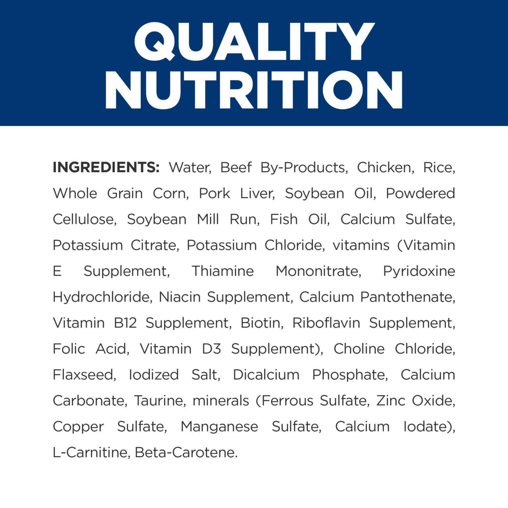 Hill's Prescription Diet c/d Multicare, antioxidantes y omega-3 para nutrición equilibrada.