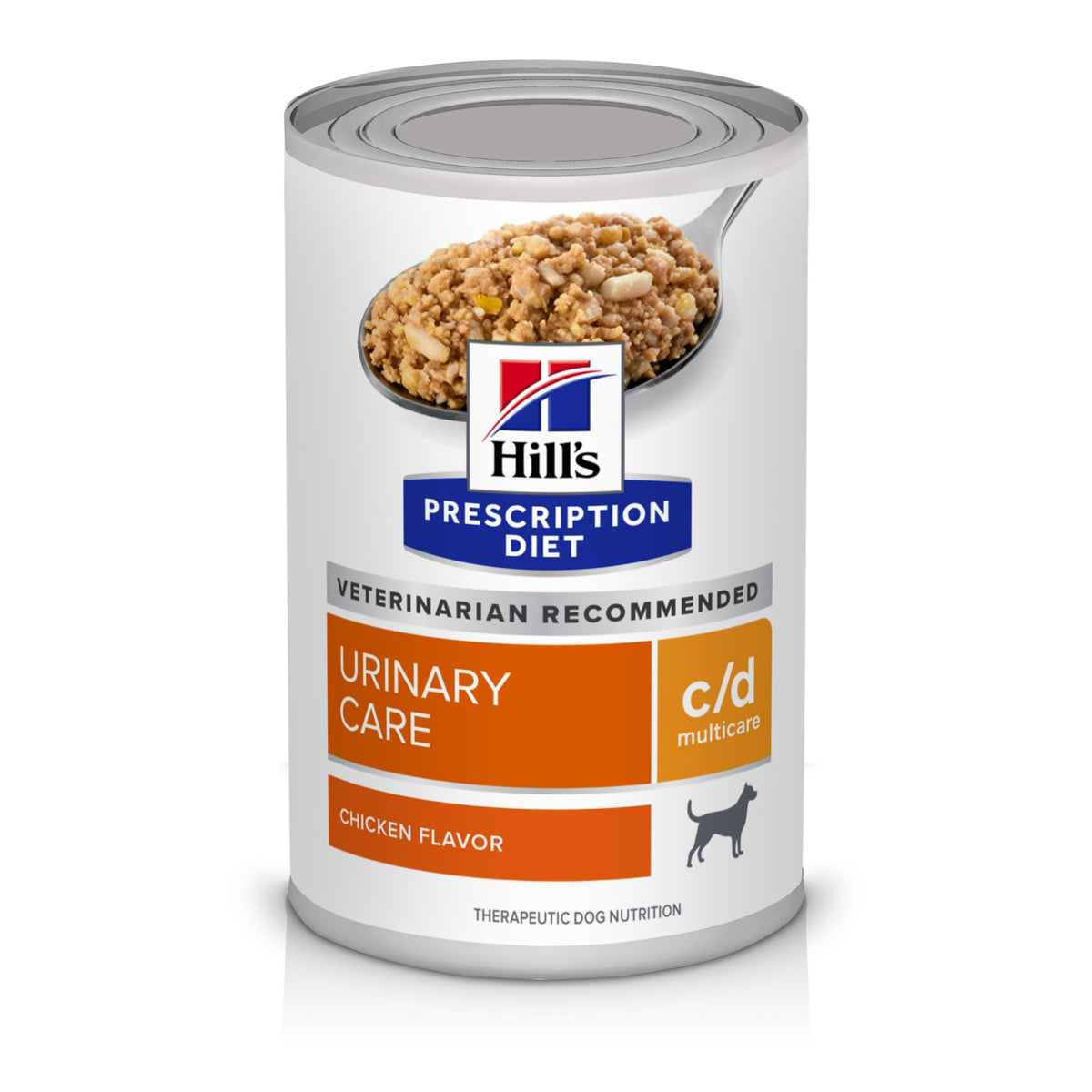 Hill's Prescription Diet c/d Multicare, lata de 385 ml con pollo, apoya la salud urinaria.