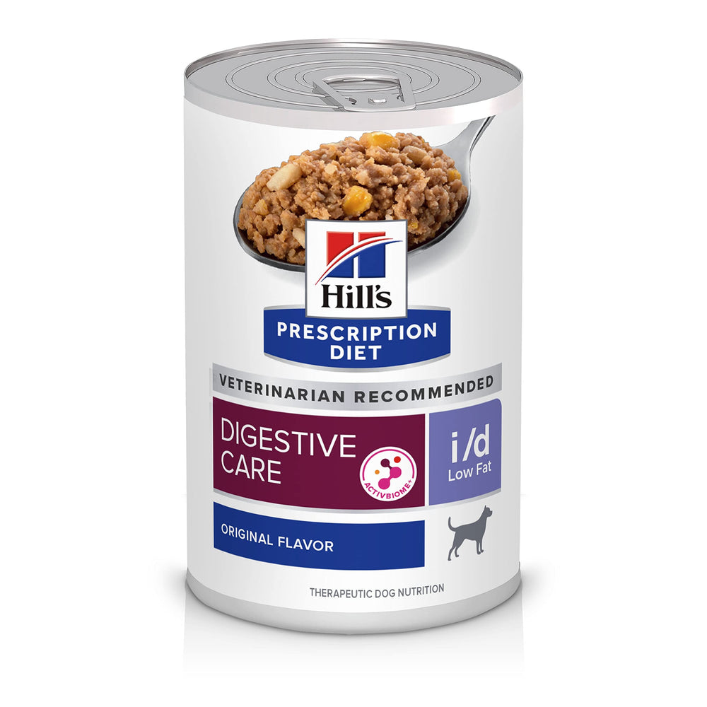 Hill's Prescription Diet i/d Baja en Grasa, lata de pollo lista para alimentar a perros con digestión sensible.