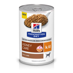 Hill's Prescription Diet k/d con cordero en lata, textura jugosa en gravy.