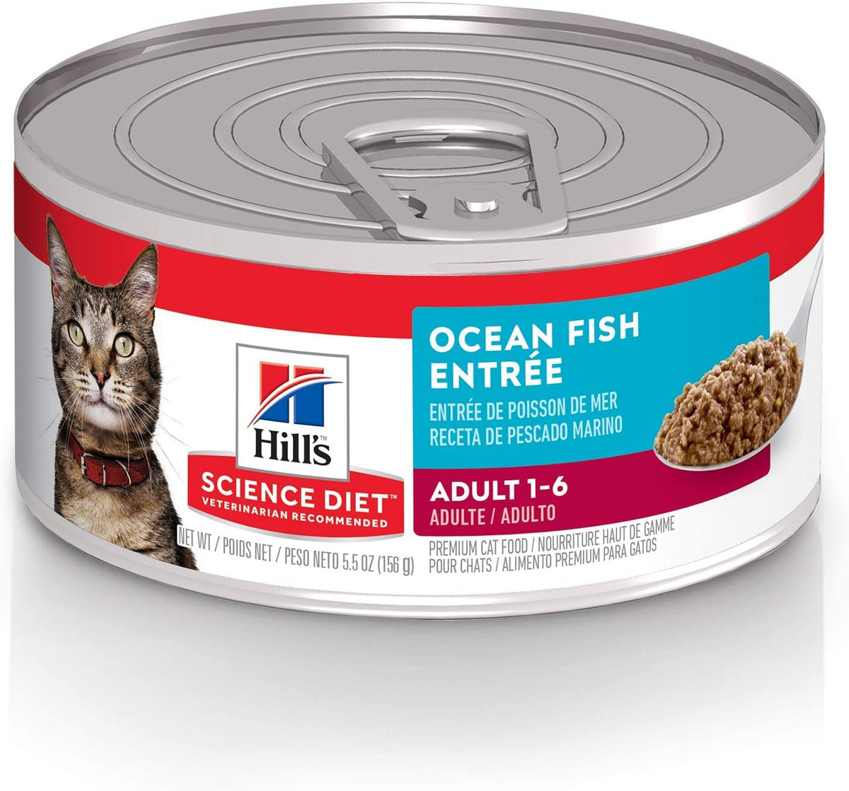 Hill's Science Diet Adult 1-6, lata de 5,5 onzas con pescado oceánico picado para músculos