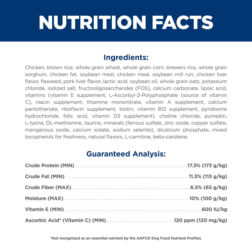 Hill's Science Diet ActivBiome+ Multi-Benefit para apoyar digestión e inmunidad.