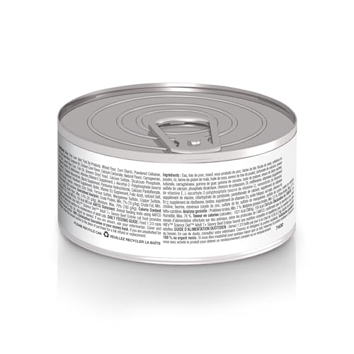 Caja de 24 latas Hill's 7+ con ternera, conveniencia para alimentación senior.