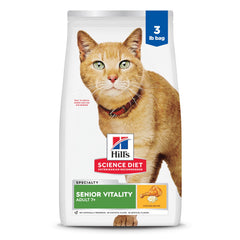 Hill's Science Diet Adult 7+ Senior Vitality frente de bolsa 3 lb: nutrición diaria para gatos mayores