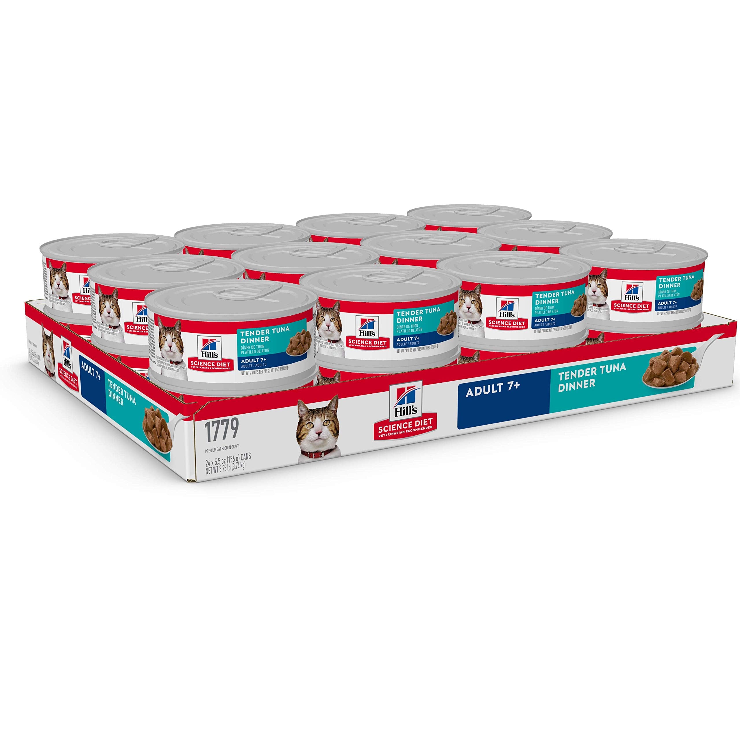 Trozos de atún en Hill's Science Diet estofado, ideal para variar comidas.