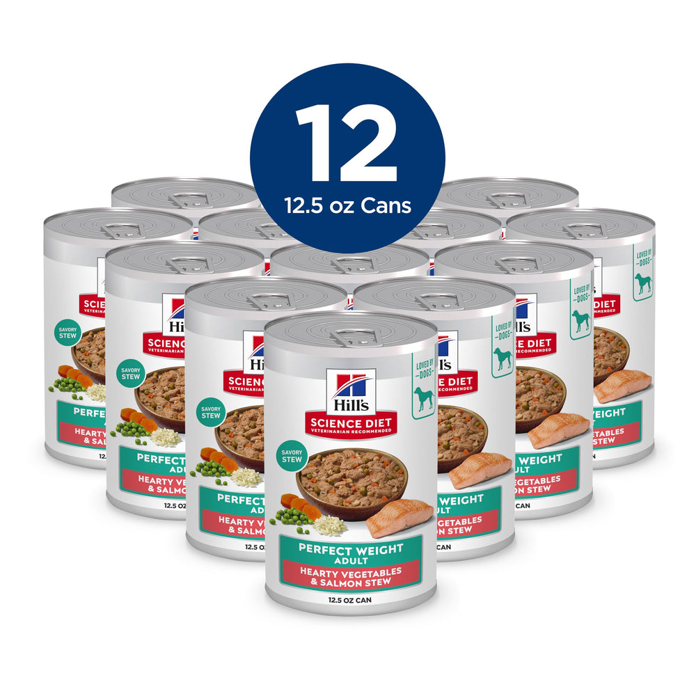 Hill's Science Diet Adult Perfect Weight alimento húmedo para perros con salmón y vegetales.