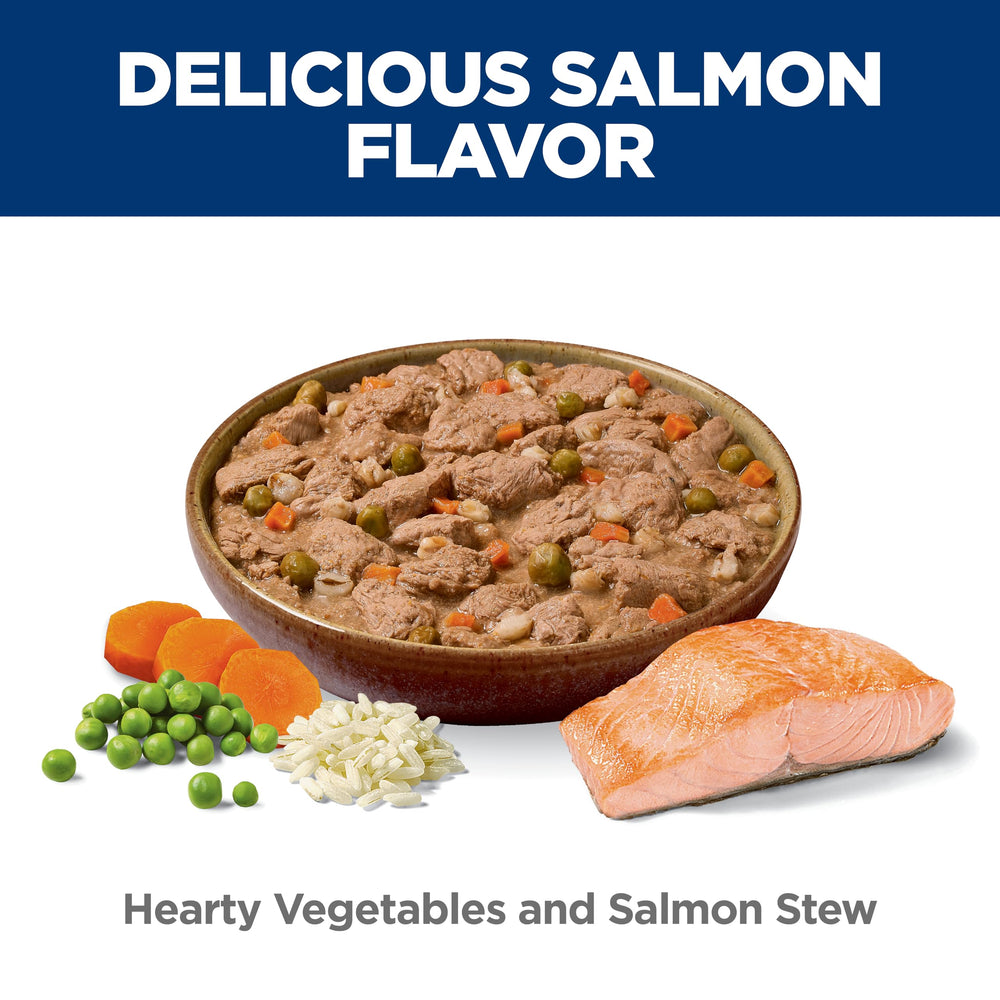 Hill's Science Diet Adult Perfect Weight guiso de salmón con vegetales para perros.