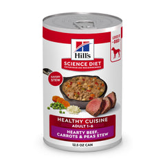 Hill's Science Diet adulto 1-6 estofado con carne zanahorias y guisantes, ideal para músculos magros.