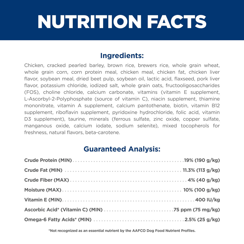 Hill's Science Diet Adult 1-6 activbiome-plus para apoyo digestivo e inmunológico.