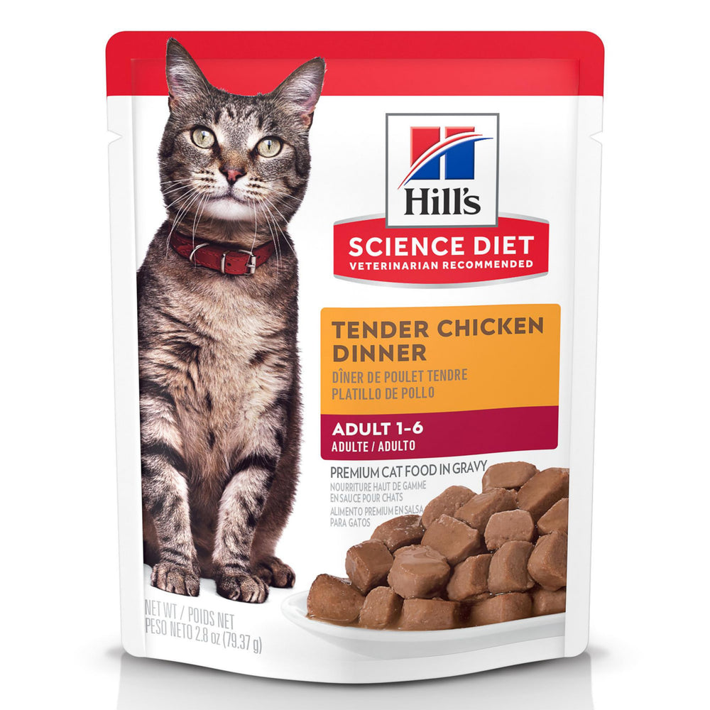 Hill's Science Diet Adultos 1-6: bolsa frontal con cena de pollo tierno, opción práctica.