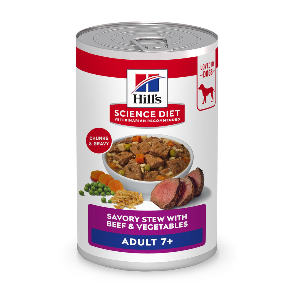 Hill's Science Diet Adult 7+ en lata con carne de res y verduras para nutrición equilibrada