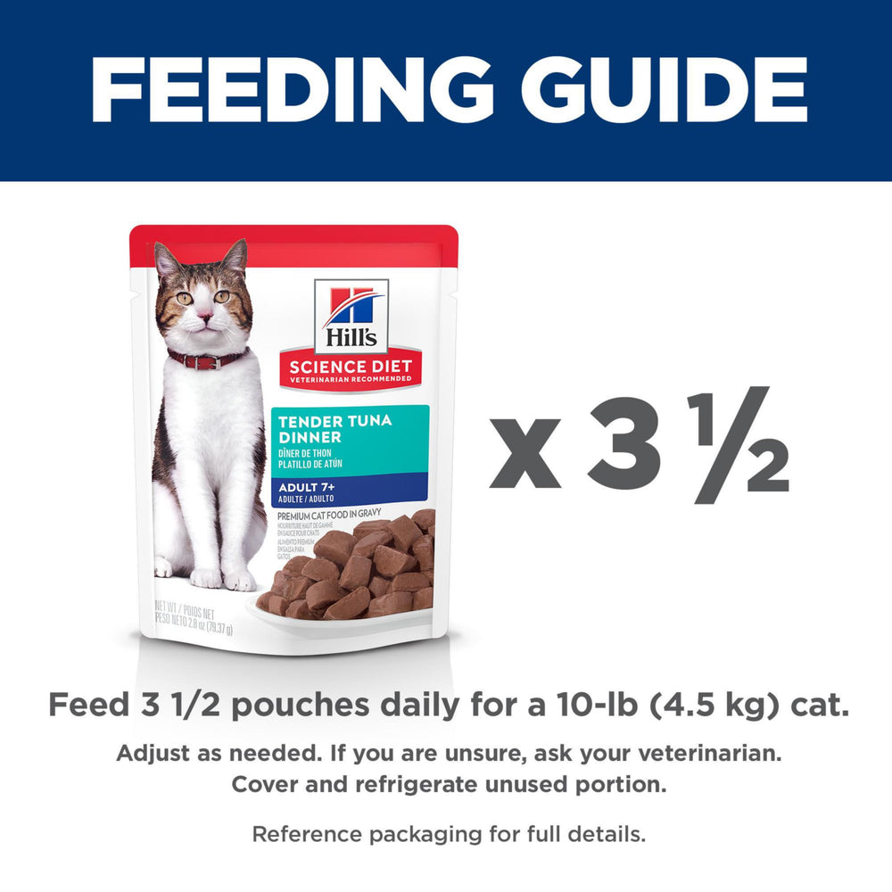 Hill's Science Diet Adult 7+ sabor y textura atractivos para comedores exigentes.