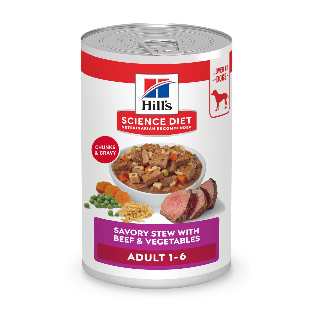 Hill's Science Diet Adulto estofado de carne y verduras en lata 12oz para perros activos