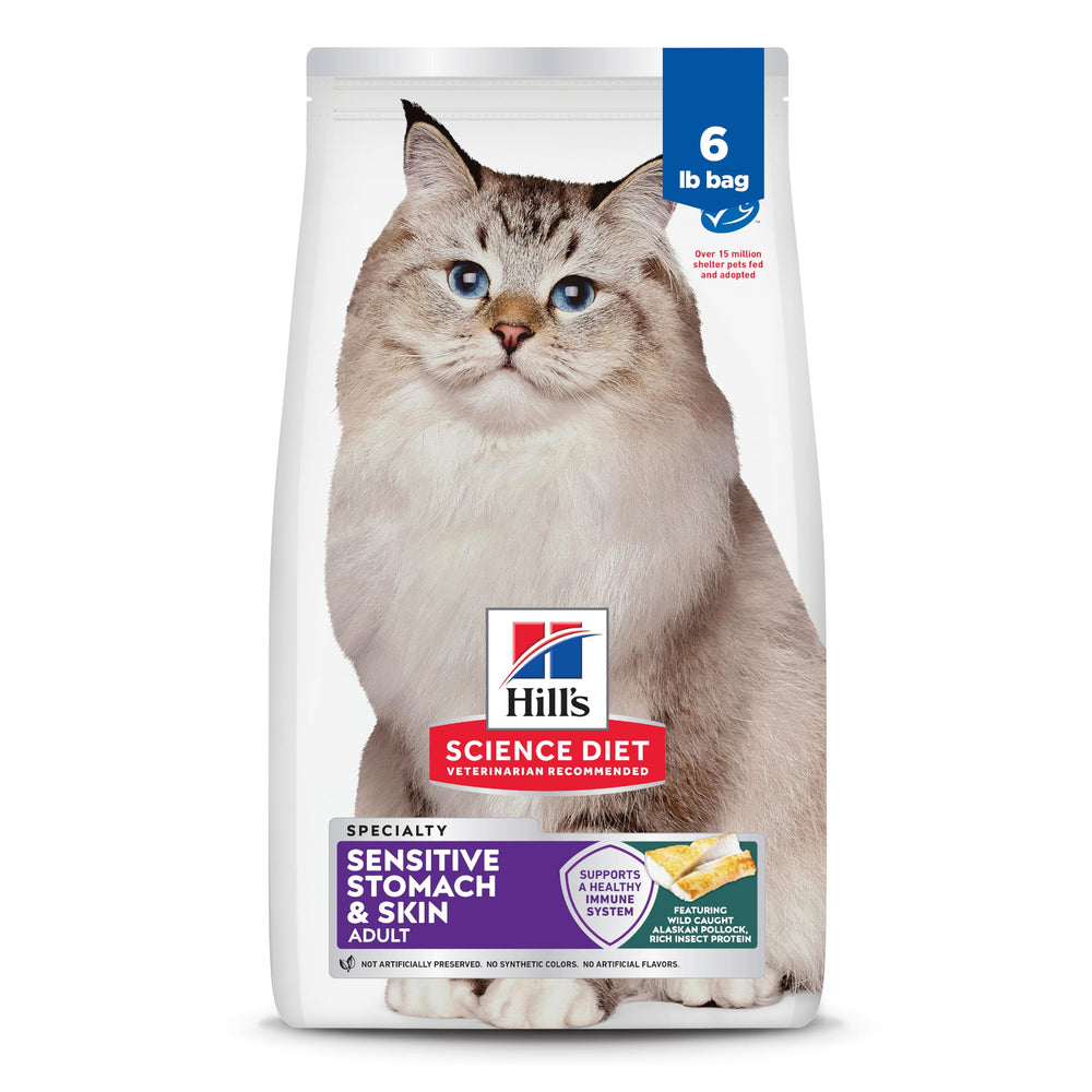 Hill's Science Diet Adulto Sensitive Stomach Skin con harina de abadejo y cebada, envase 6 lb.