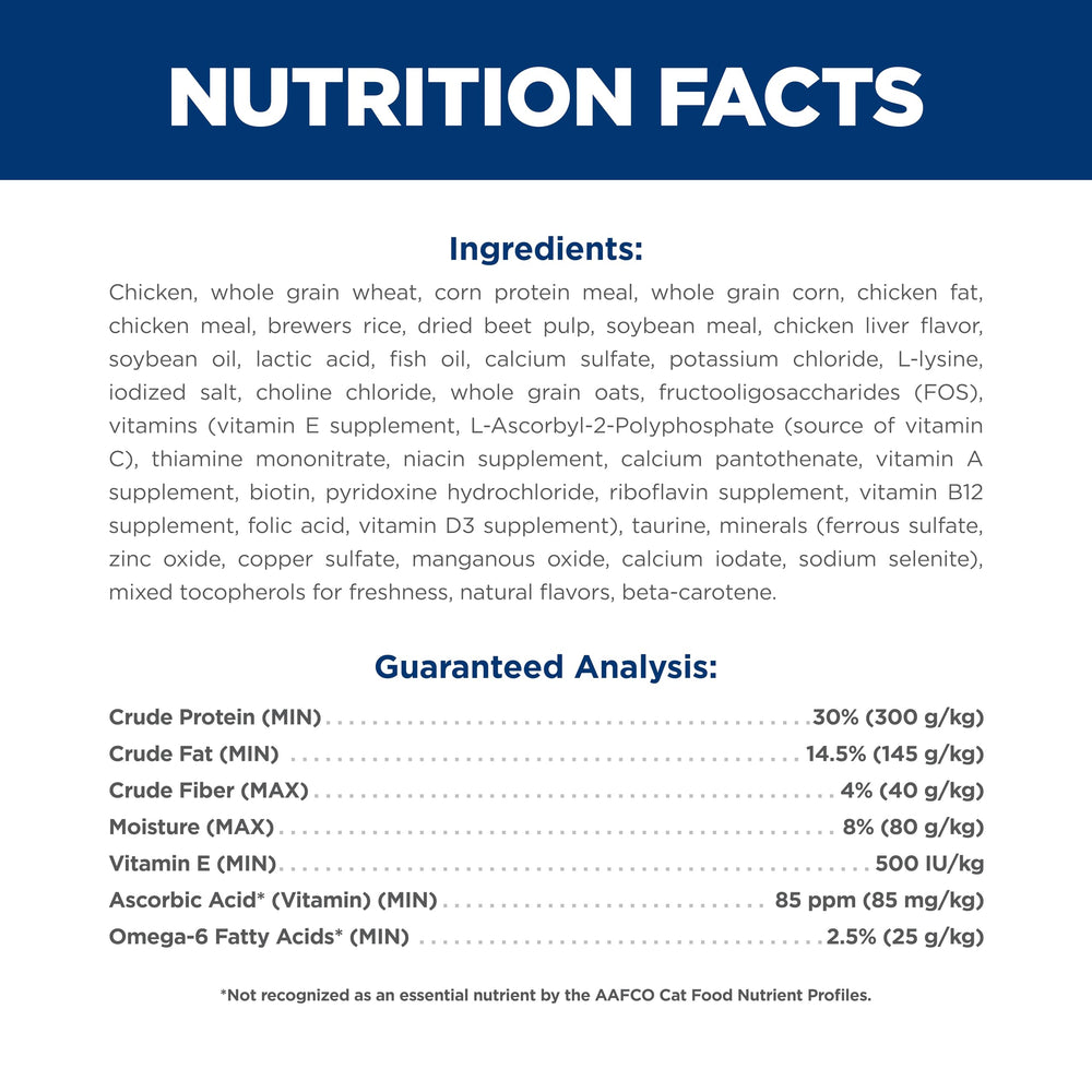 Hill's Science Diet Gato Adulto ingredientes de alta calidad para dieta equilibrada.