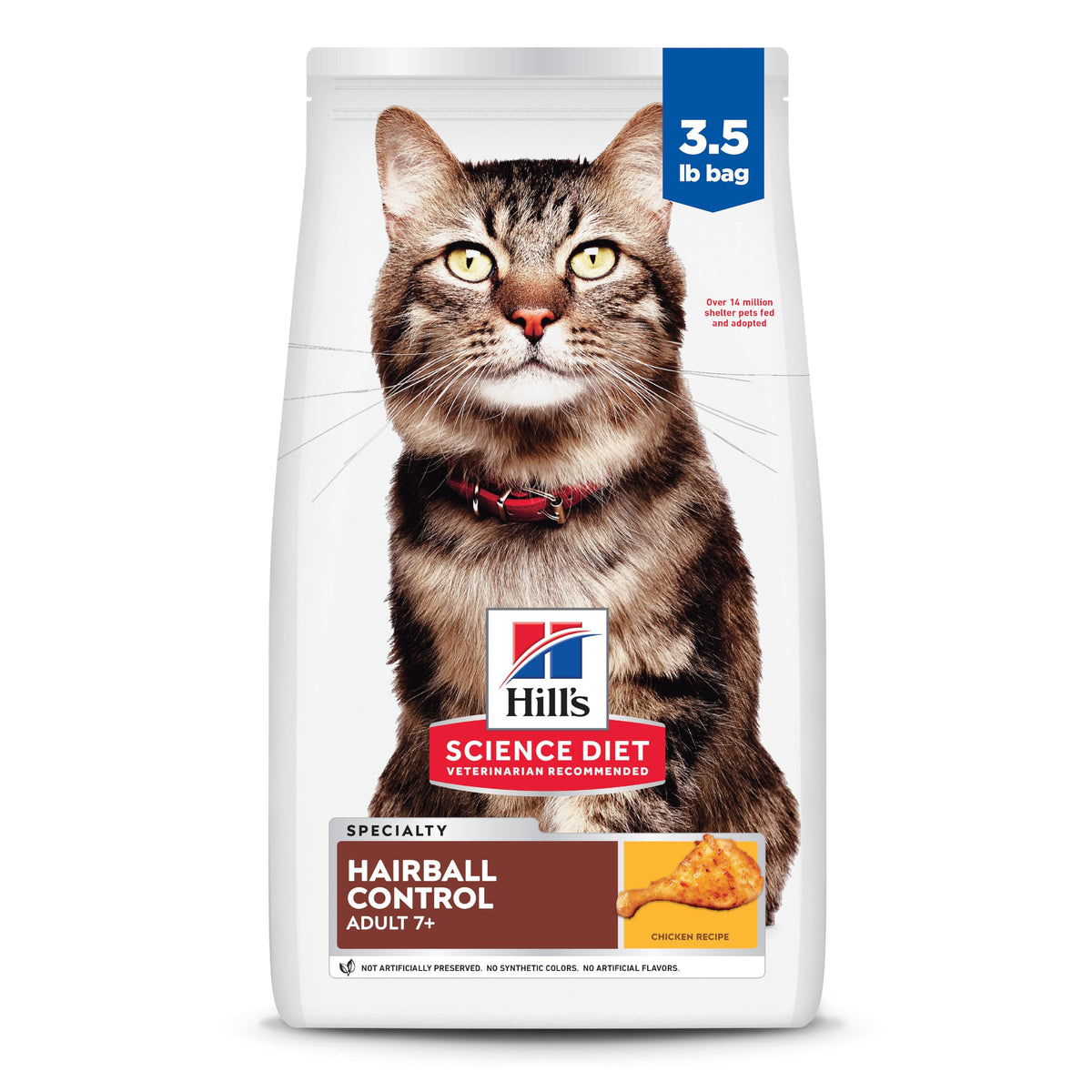 Hill's Science Diet: control de bolas de pelo en gatos adultos 7+.