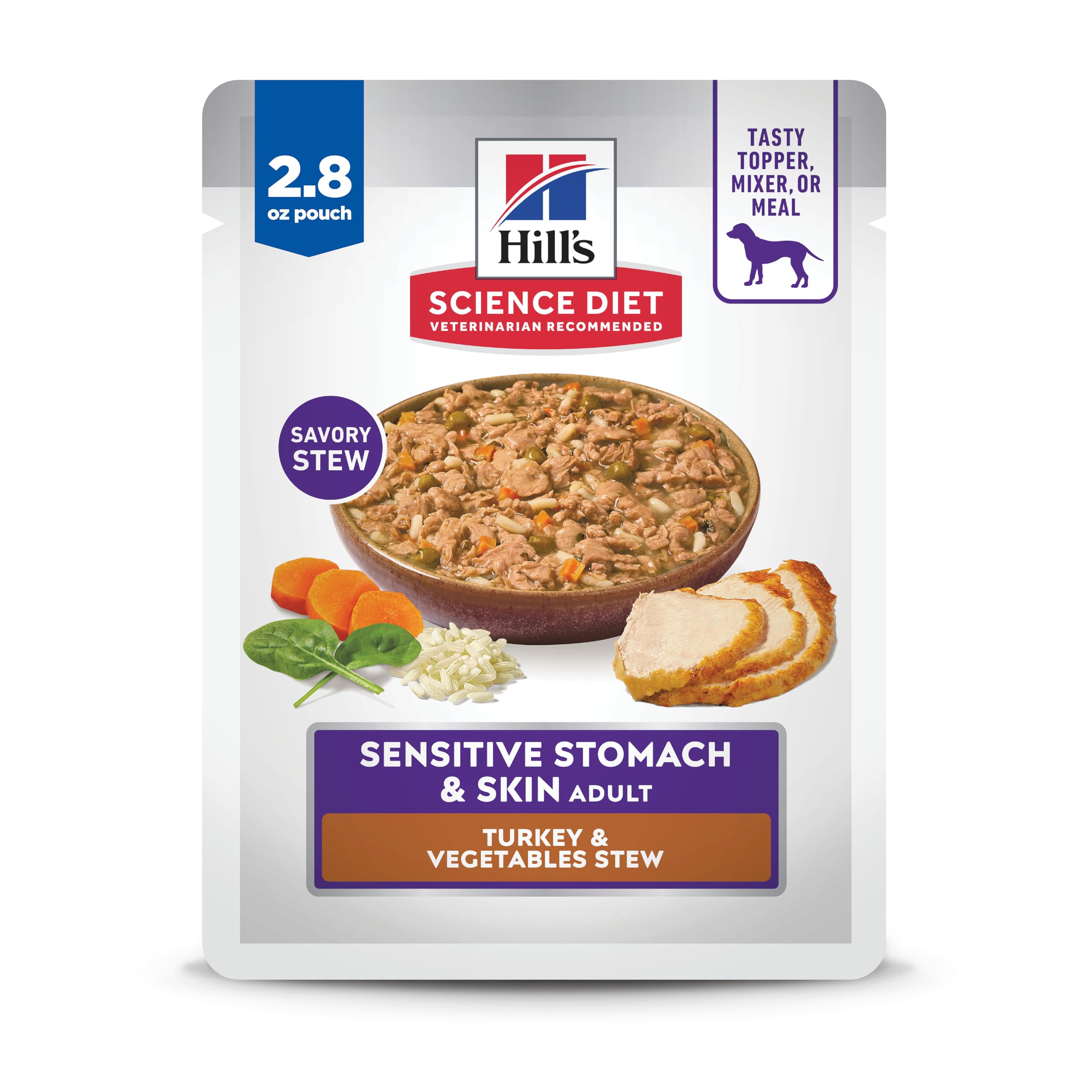 Hill's Science Diet bolsa estómago sensible; apoyo digestivo suave para perros adultos.