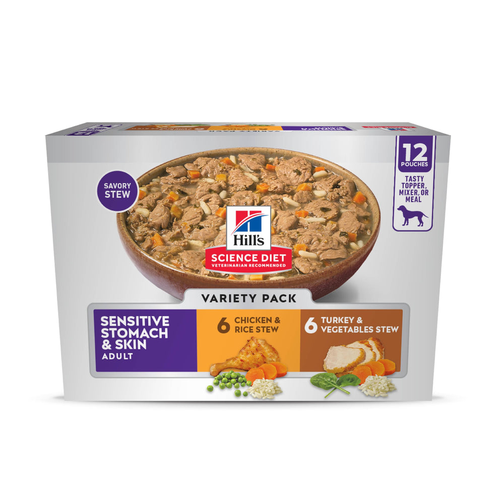 Hill's Science Diet sensible estomago estofado de pavo para perros adultos; apoya digestión suave.
