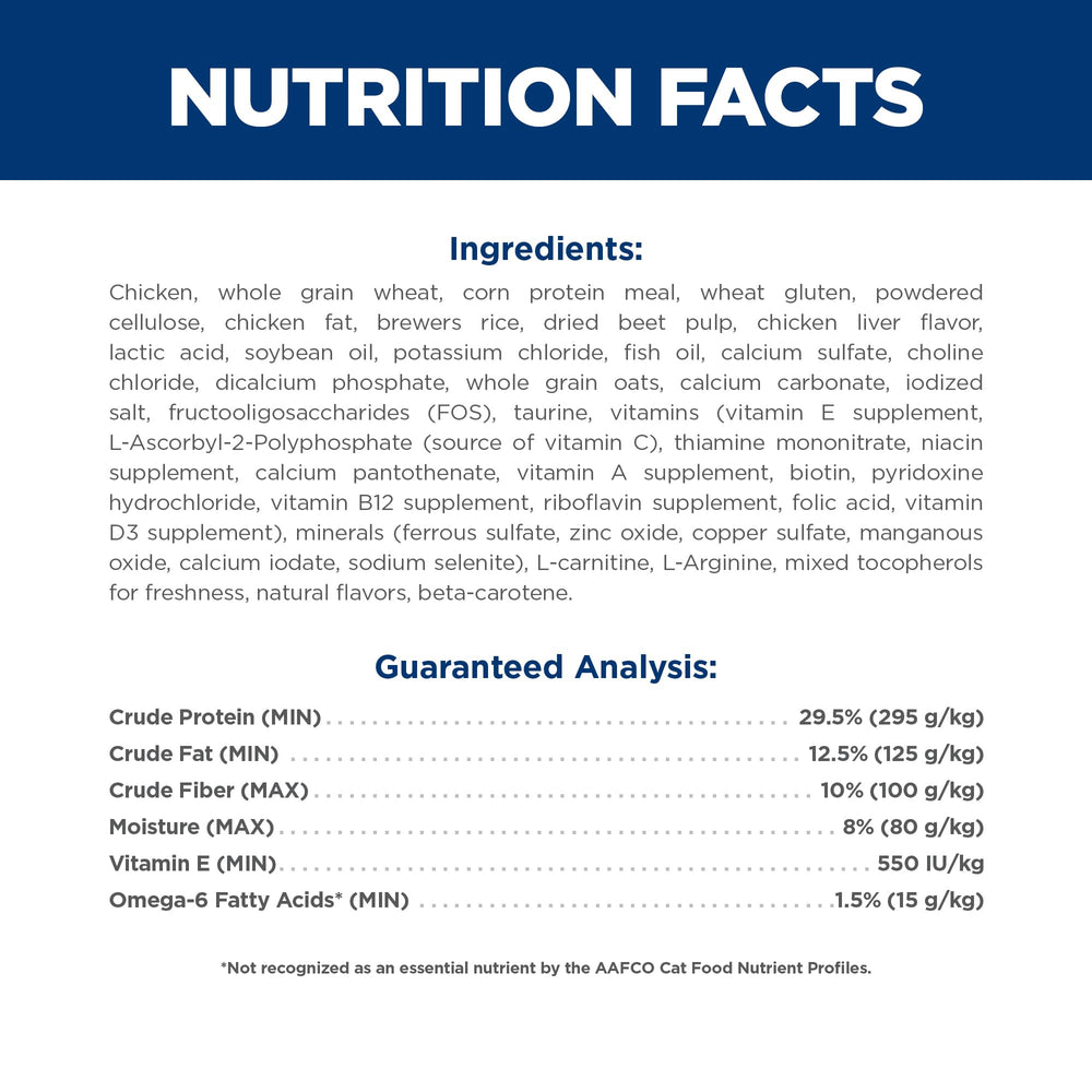 Hill's Science Diet Indoor7+ utiliza ingredientes naturales de alta calidad.