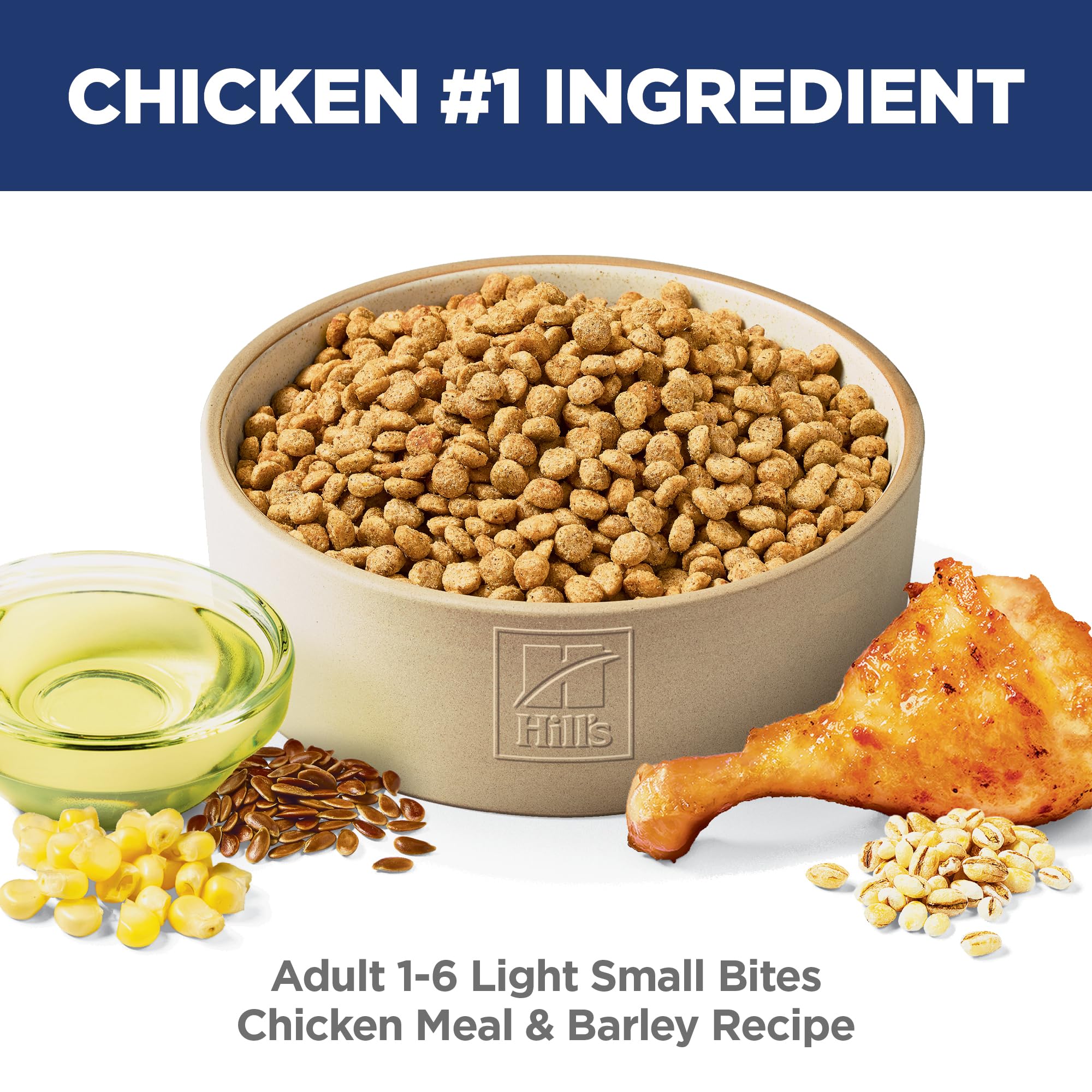 Hill's Science Diet Light con cebada, ingredientes para una dieta equilibrada.