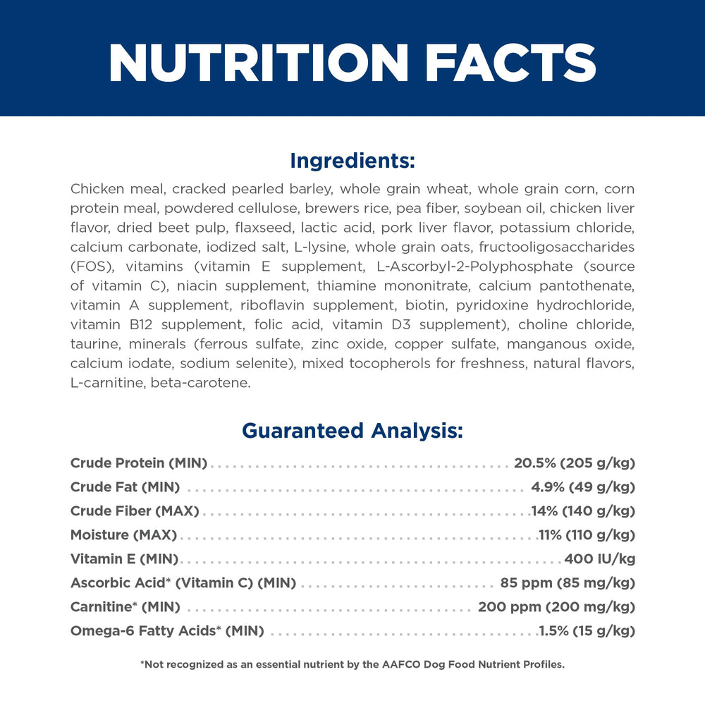 Hill's Science Diet Light utiliza fibra natural para digestión y saciedad