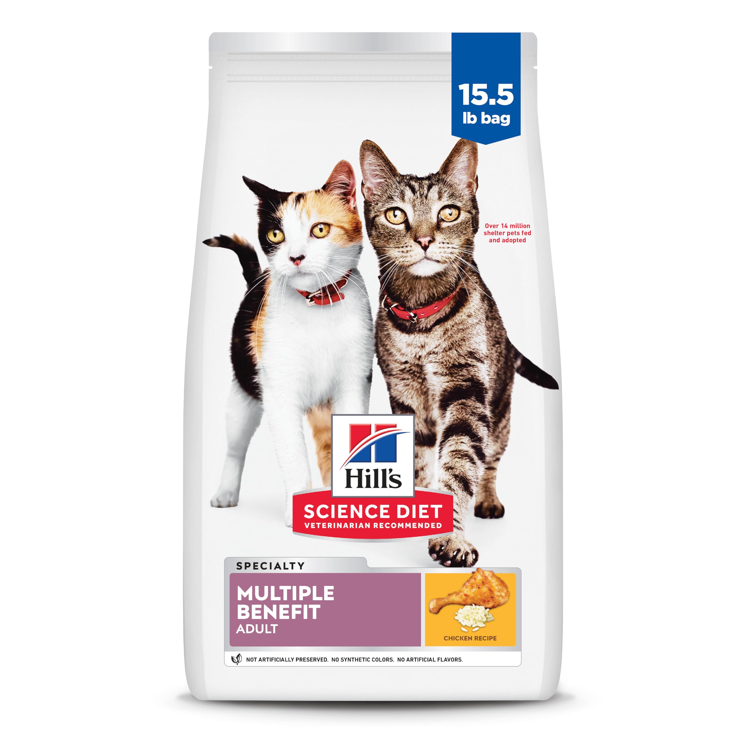 Hill's Science Diet Multi-Benefit para gatos adultos, bolsa de pollo de 15.5 lb para energía y mantenimiento.