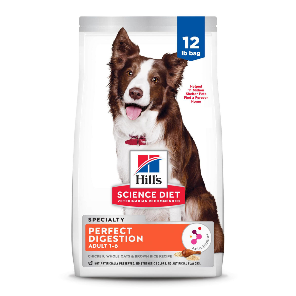 Hill's Science Diet Perfect Digestion: bolsa 12 lb con pollo y arroz integral para digestión equilibrada.