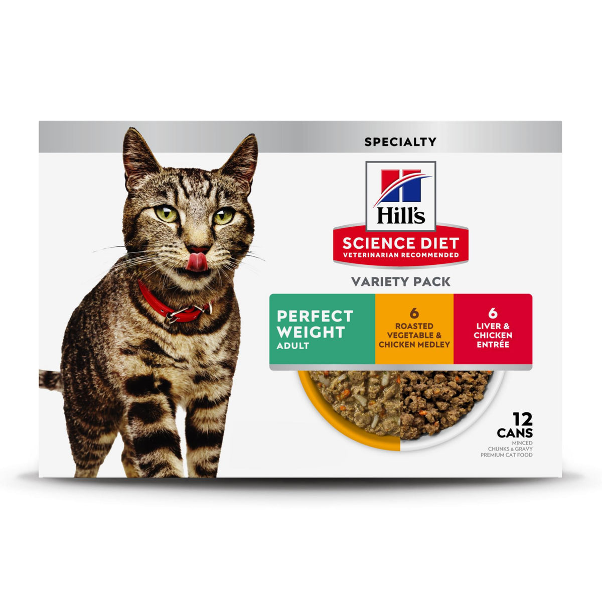 Hill's Science Diet Perfect Weight mezcla vegetal y pollo en lata 2.9 oz, apoya peso saludable.