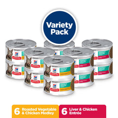 Hill's Science Diet Perfect Weight mezcla vegetal y pollo en pack doble, lata 2.9 oz, apoya peso saludable.
