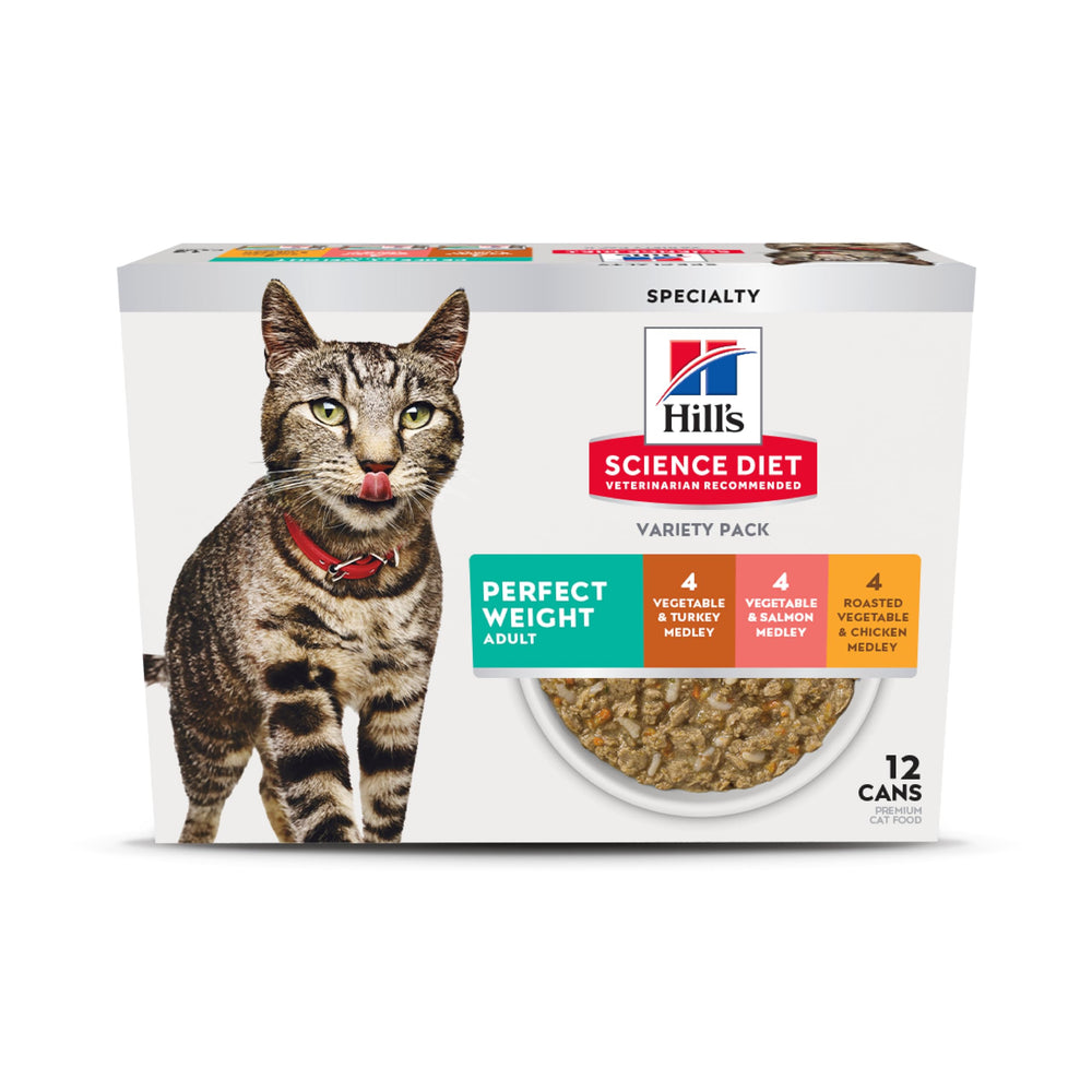 Hill's Science Diet Perfect Weight lata 2-9oz con variedad para apoyar el peso del gato