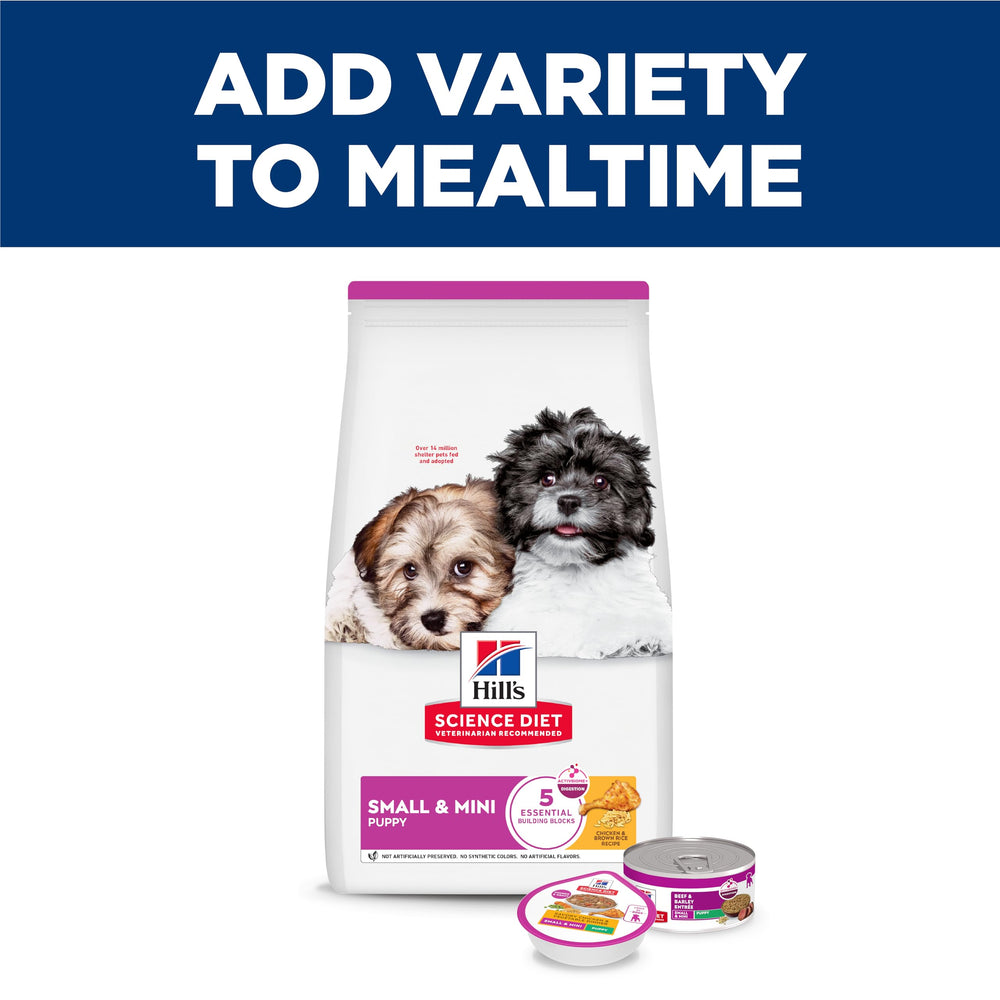 Hill's Science Diet Puppy Small & Mini Beef & Barley facilita la digestión con ingredientes fáciles de digerir.