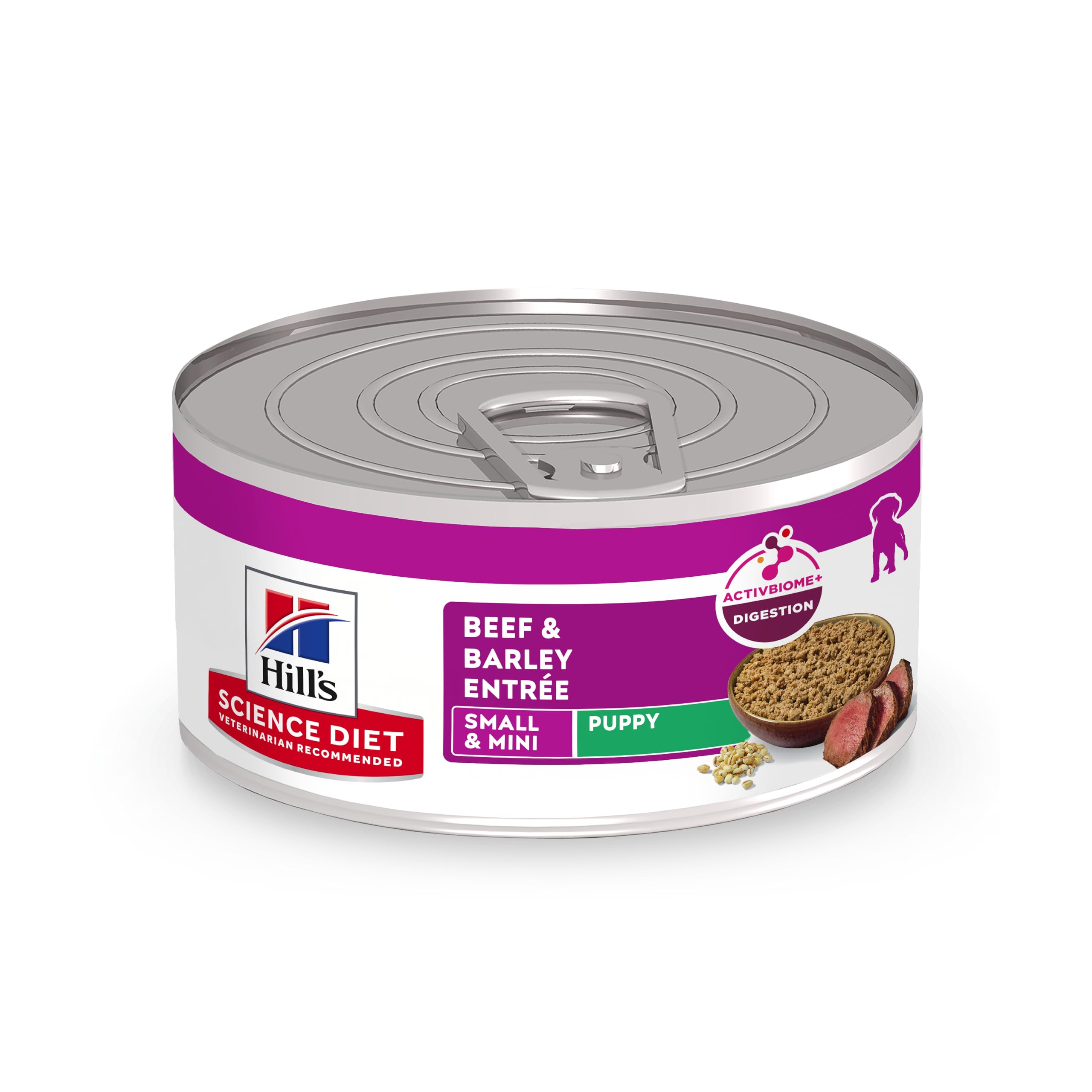 Hill's Science Diet Puppy Small & Mini Beef & Barley en lata 5-8oz para cachorros en crecimiento.