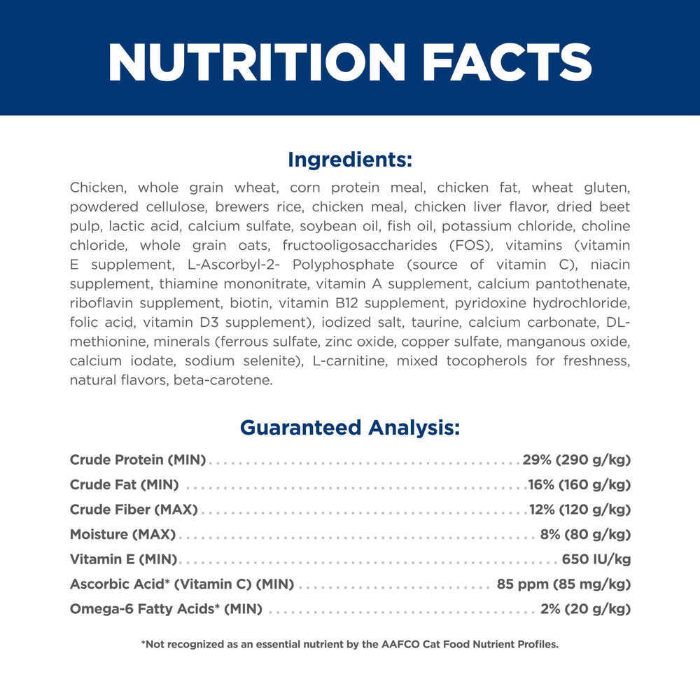 Hill's Science Diet Senior 11+ Indoor: ActivBiome+ Multi-Benefit para apoyo digestivo y inmunitario