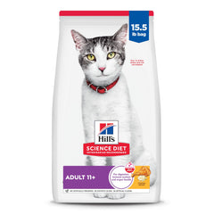 Hill's Science Diet Senior 11+ pollo: bolsa de comida para gatos mayores que se mantienen activos.