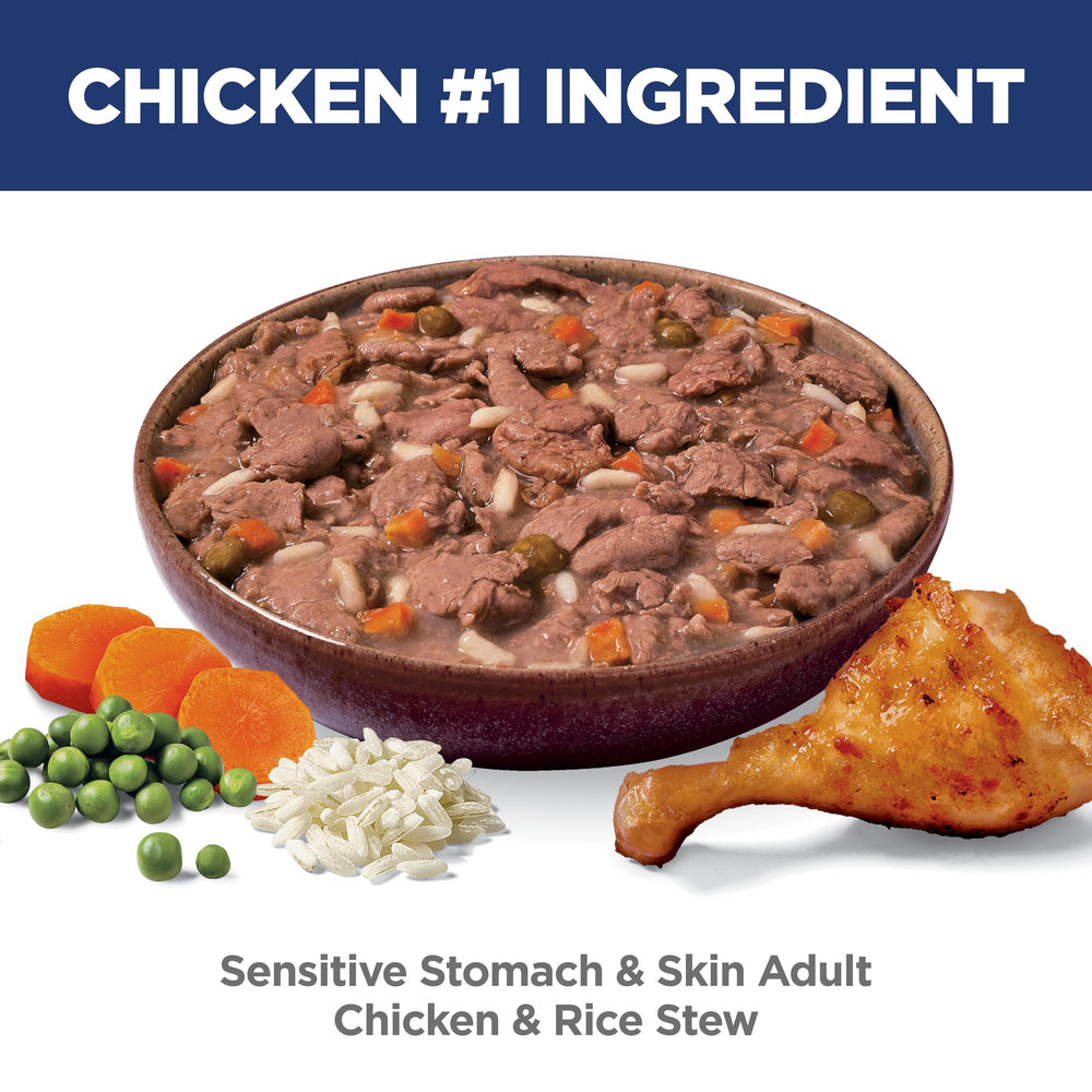 Hill's Science Diet Sensitive estómago-piel, fibra natural para heces más fáciles de recoger.