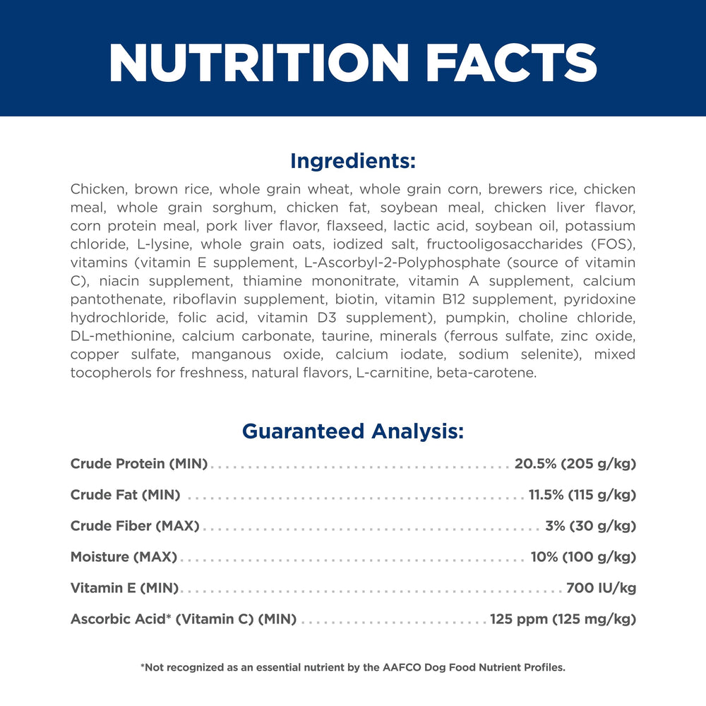 Hill's Science Diet Small & Mini, arroz integral como fuente de carbohidratos equilibrados