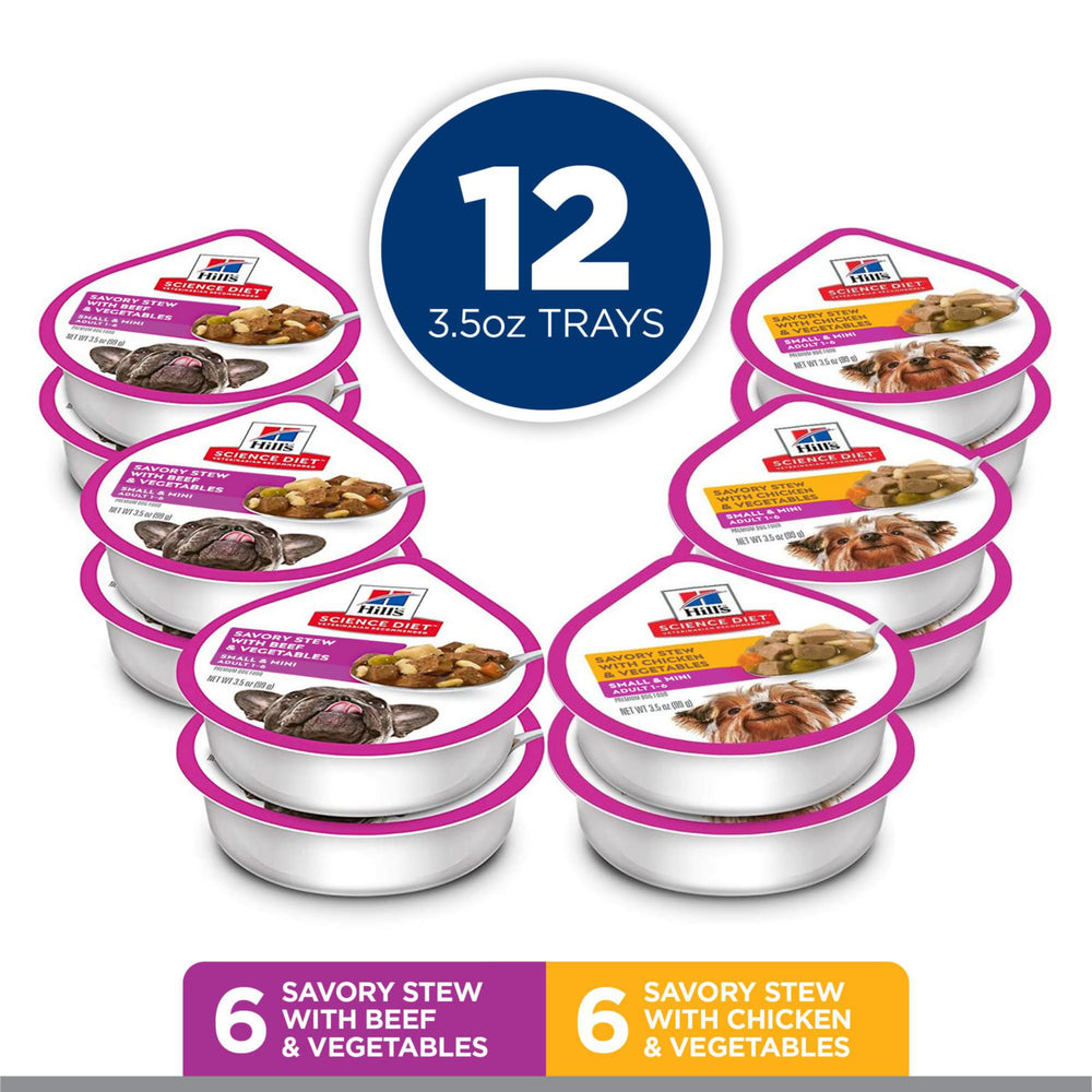 Hill's Science Diet Small & Mini, plato pollo y verduras, proteína para músculo magro