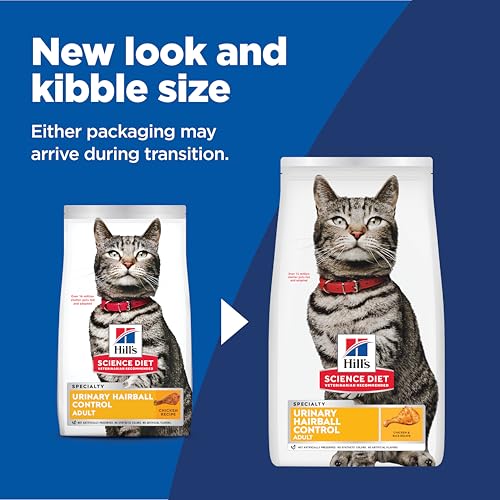 Gato comiendo Hill's Science Diet Urinary Hairball Control, croquetas de pollo
