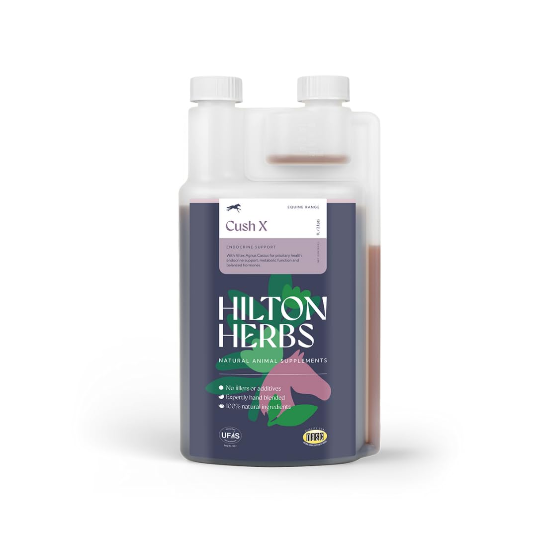 Hilton Herbs Cushx, etiqueta frontal con información para facilitar la dosificación.