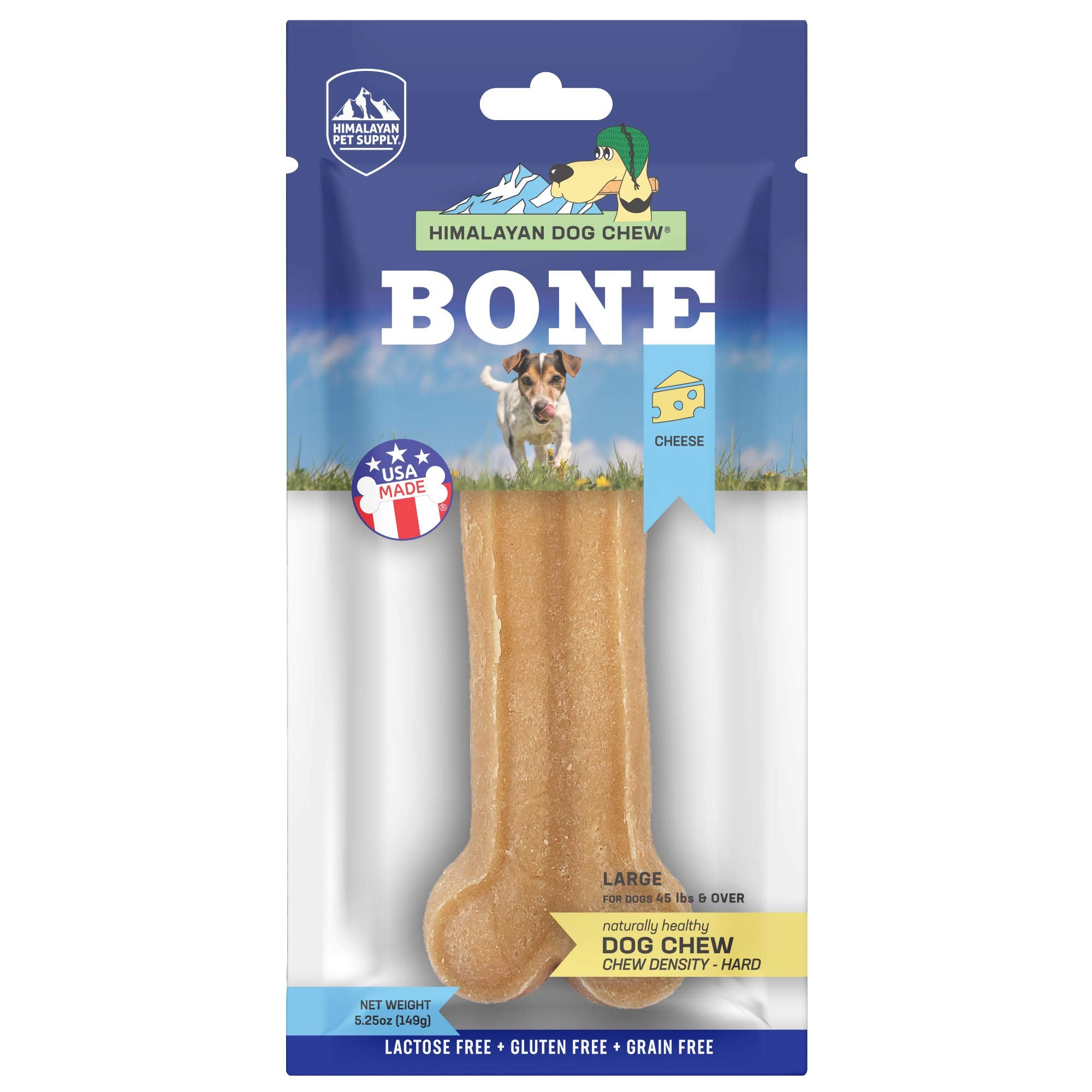 Himalayan Dog Chew Bone Grande vista trasera: textura resistente para masticación sostenida.