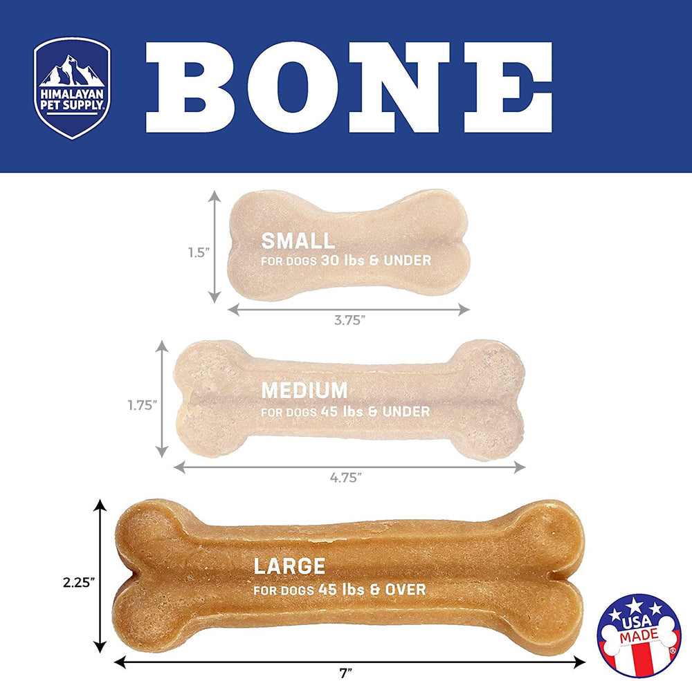 Himalayan Dog Chew Bone Grande, ideal para masticar durante horas.
