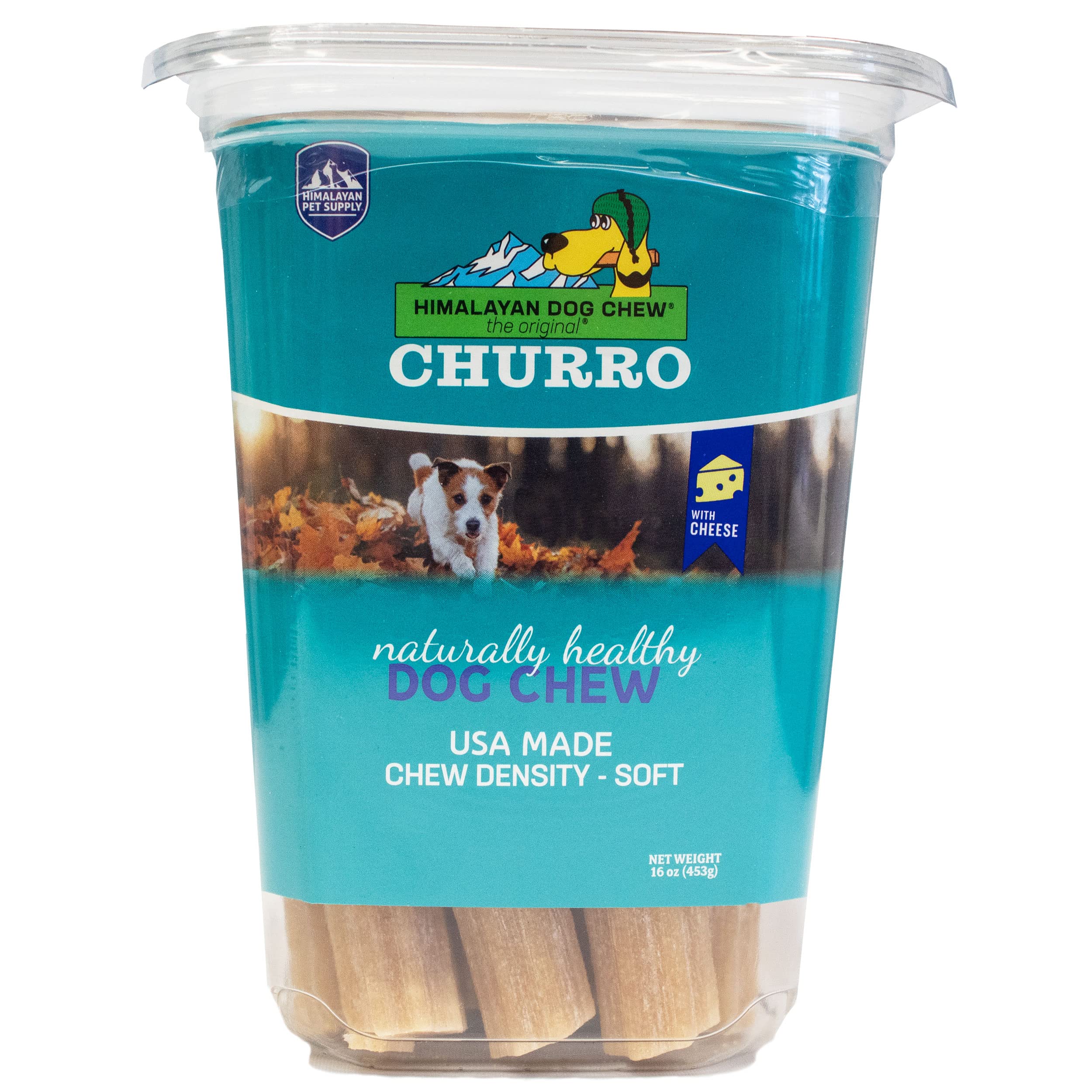 Himalayan Dog Chew Churro Cheese, 6 pulgadas, para masticación sostenida y sabor intenso.