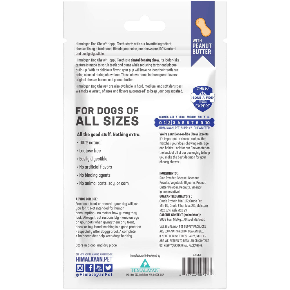 Himalayan Dog Chew Dientes Felices: masticación dental suave, ayuda a limpieza durante el juego