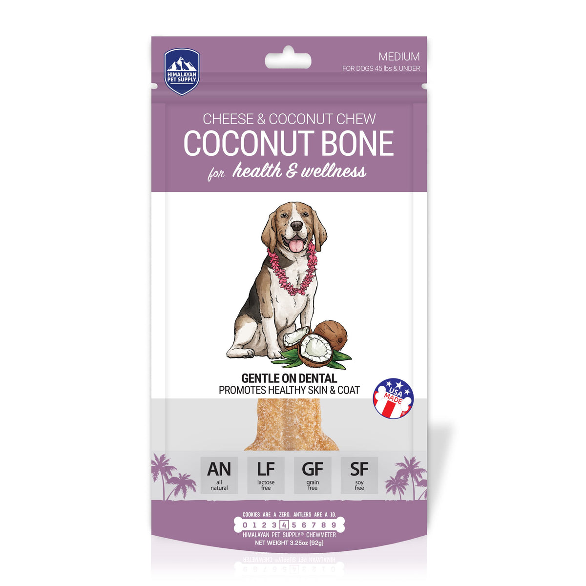Himalayan Dog Chew hueso de coco: masticación duradera y sabor natural para perros.