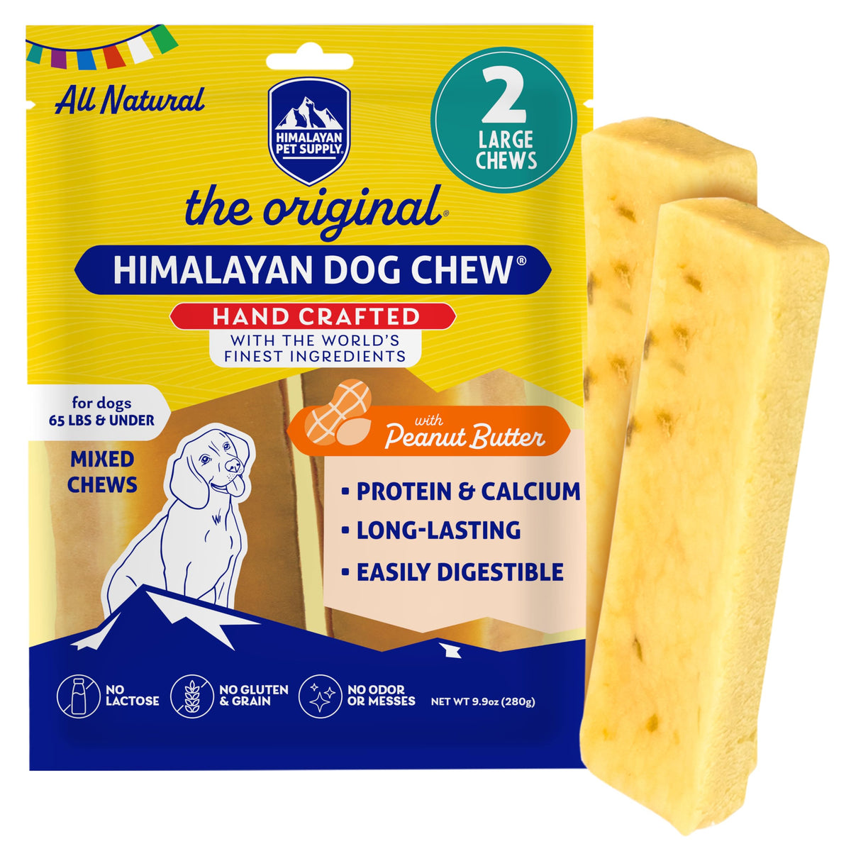 Himalayan Dog Chew: queso de yak y mantequilla de mani, snack natural para perros