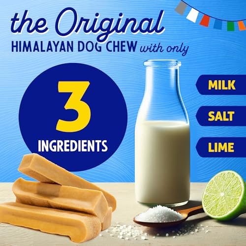 Himalayan Dog Chew: sin lactosa de origen yak, opción digestible para perros grandes.