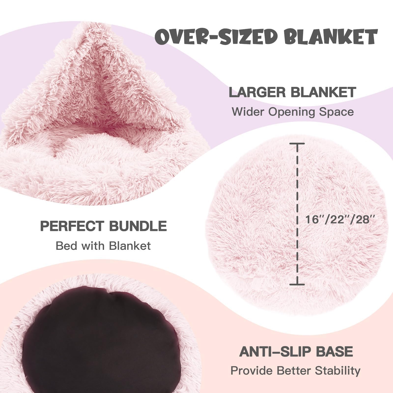 Cama Himax para perro grande con forma de rosquilla rosa, diseño suave y acogedor