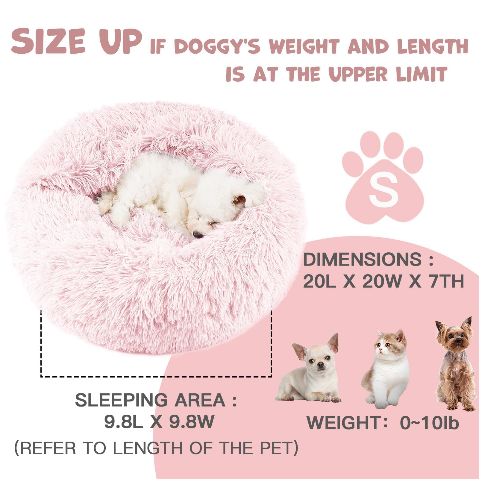 Cama Himax descanso privado para perro pequeño, rosa y acogedora